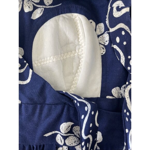 Malia Honolulu Vintage Maxi Dress Floral Open Back Sleeveless 10 1960s-70s Blue - Picture 10 of 11